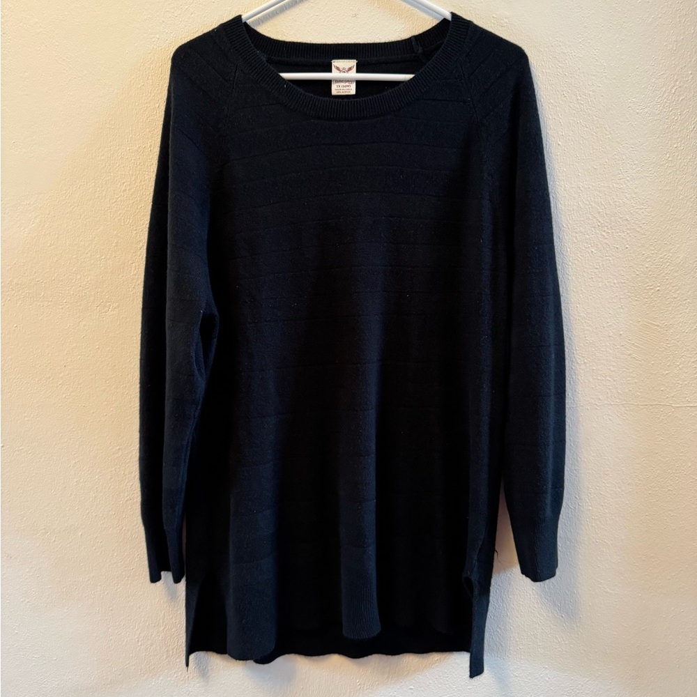 Faded Glory Black Crew Neck Long Knit Sweater 1X 16W